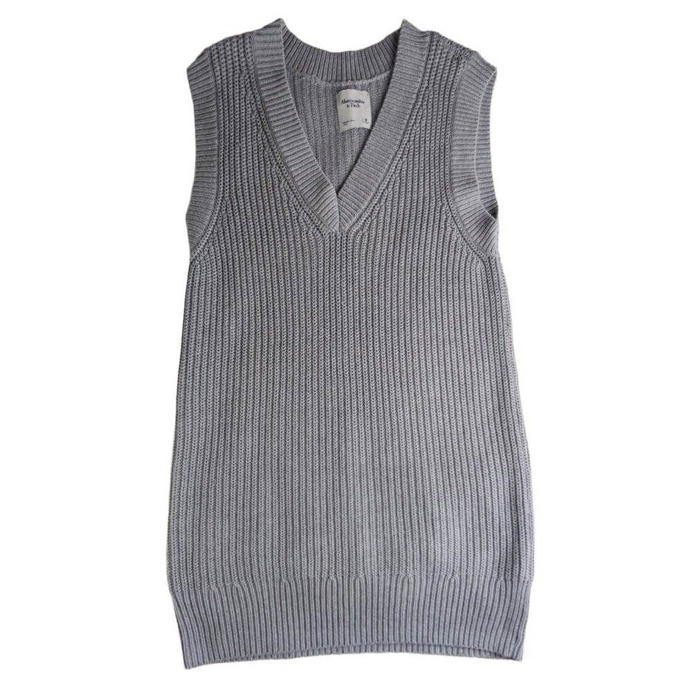 Abercrombie &‎ Fitch Womens Gray Ribbed Knit Crewneck Sweater Vest Dress Medium